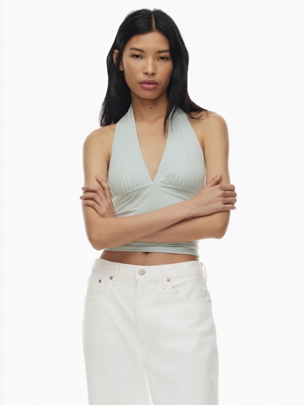 Wilfred by Aritzia Light Sage Halter Wrap Crop Top - Women